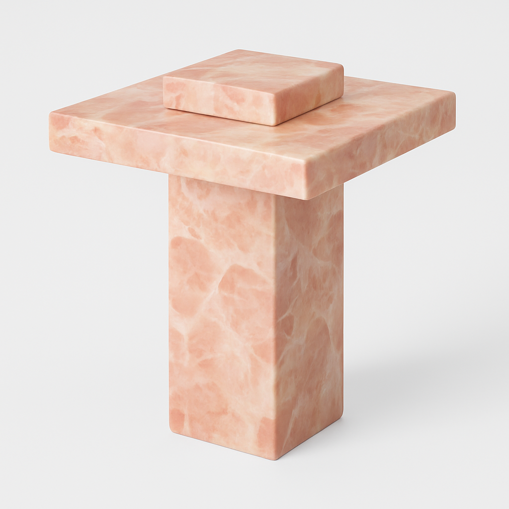 Pembe Mermer Yan Sehpa